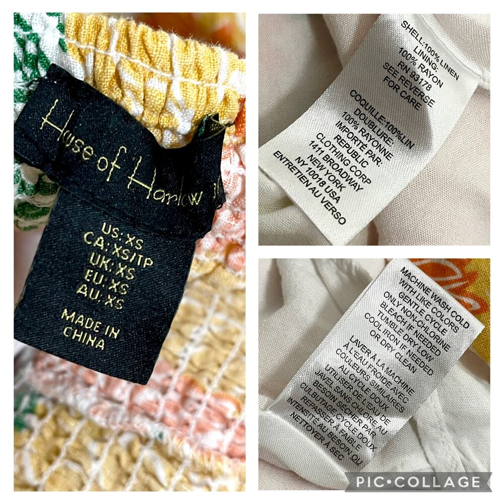 House of Harlow SZ XS Linen Dress with Orange Yellow Details - Picture 9 of 9